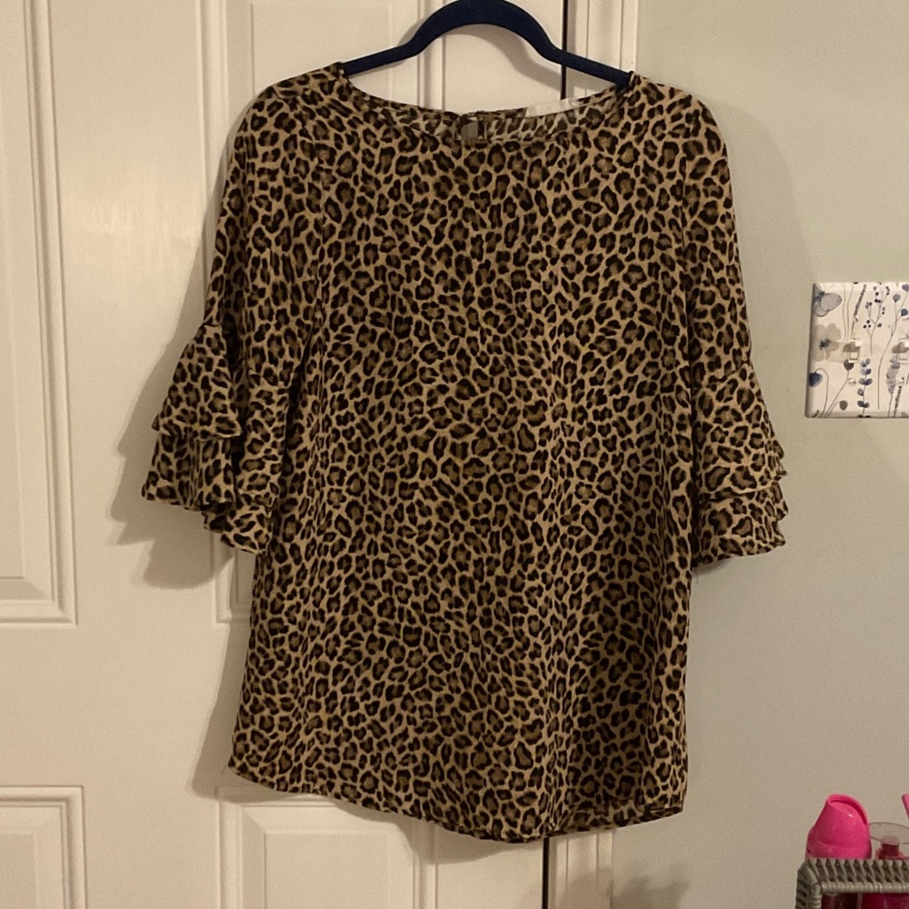 2 Leopard Print Ruffle Blouses - Picture 5 of 8
